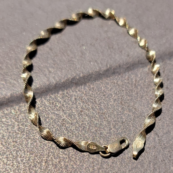 Vintage Dancraft gold overlay 925 ITALY sterling silver twisted herringbone - Picture 1 of 16